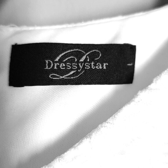 Women's Classic White Lace Sleeveless A-line Midi Minimalist Dress| Sz.‎ L (EUC) - Picture 5 of 9